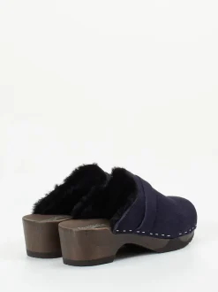 Softclox – Gefütterte Clogs aus Veloursleder Dunkelblau