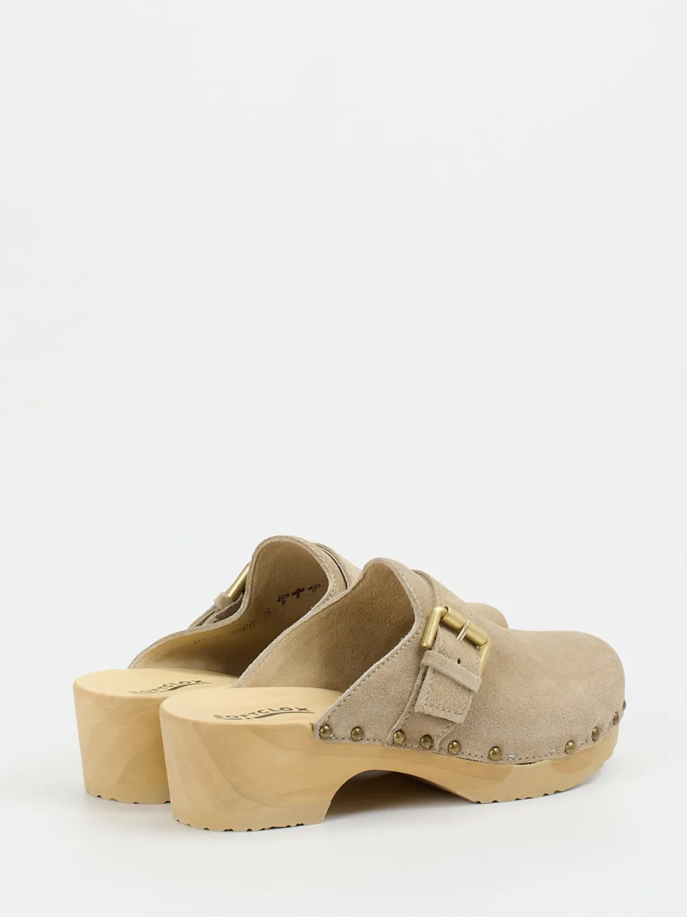 Softclox – Holzsohlen-Clogs aus Veloursleder braun