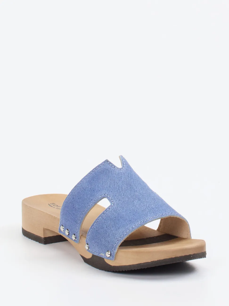 Softclox – Pantolette aus Textil mit Holzsohle