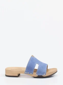 Softclox – Pantolette aus Textil mit Holzsohle