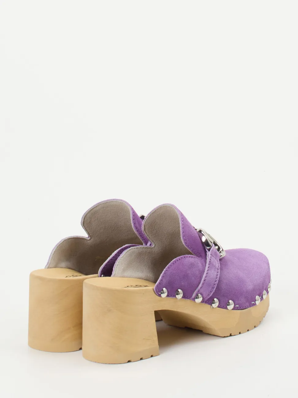 Softclox – Plateau-Clogs aus Veloursleder Flieder