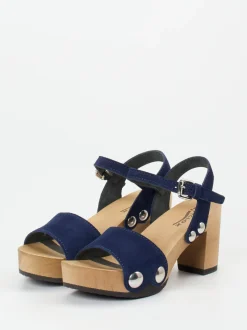 Softclox – Plateausandale aus Veloursleder marineblau