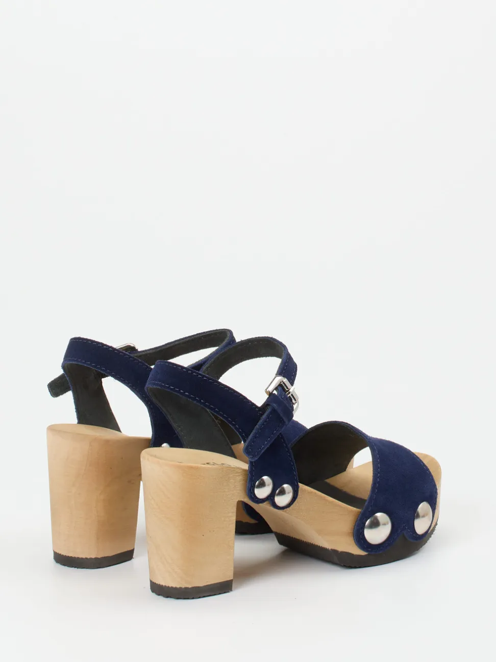 Softclox – Plateausandale aus Veloursleder marineblau