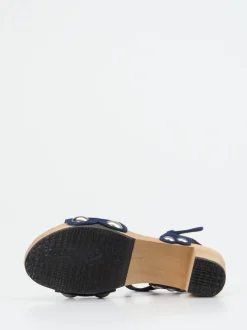 Softclox – Plateausandale aus Veloursleder marineblau