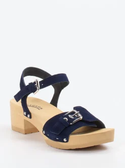 Softclox – Plateau-Sandale aus Veloursleder Dunkelblau