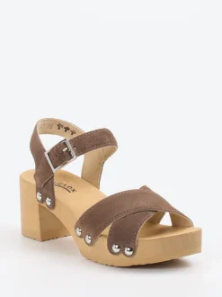 Softclox – Plateau-Sandalen aus Veloursleder braun