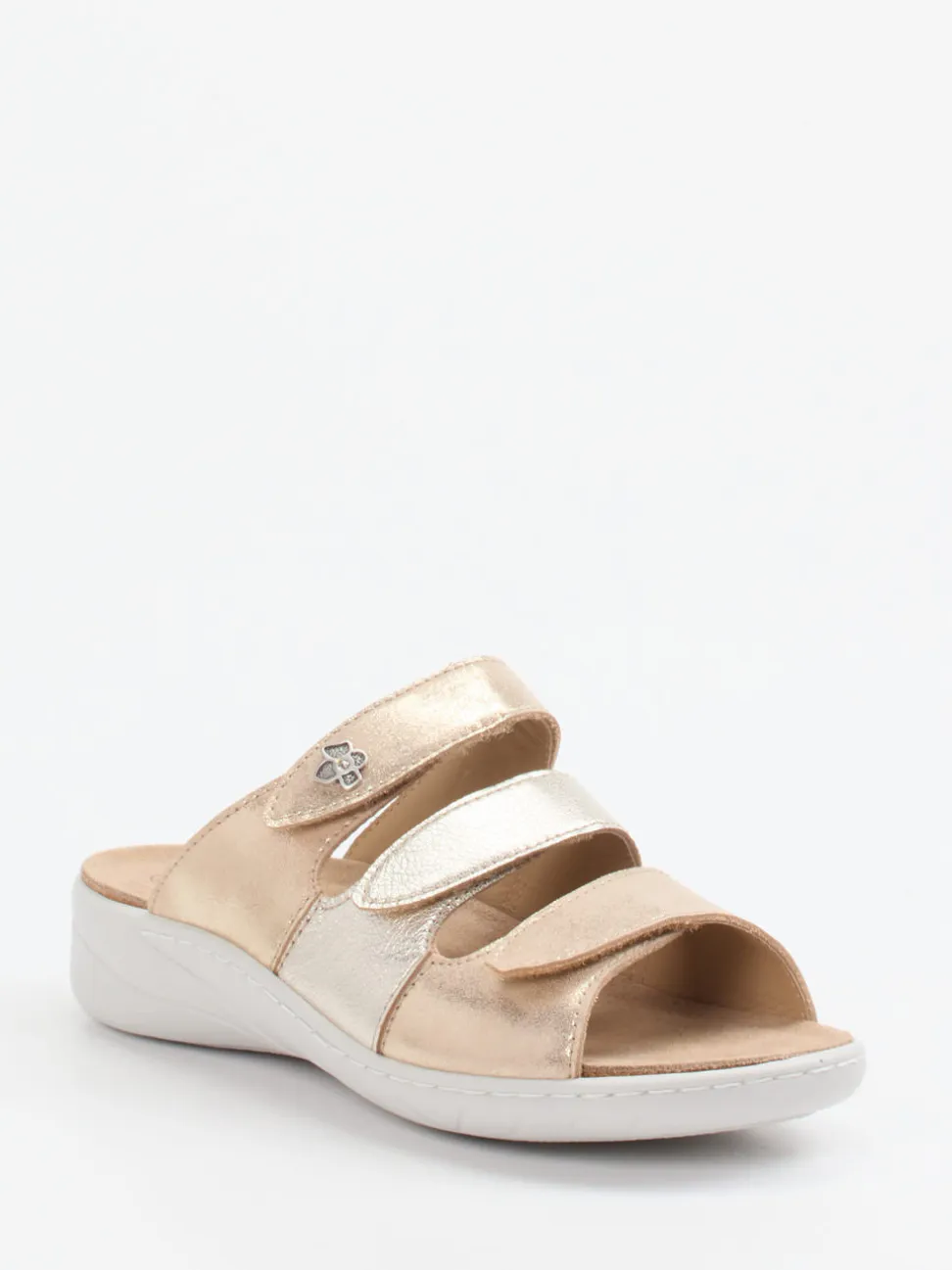 Solidus – Komfort-Pantolette aus Metallicleder beige