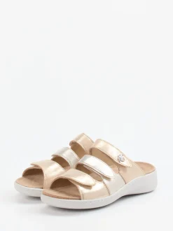 Solidus – Komfort-Pantolette aus Metallicleder beige