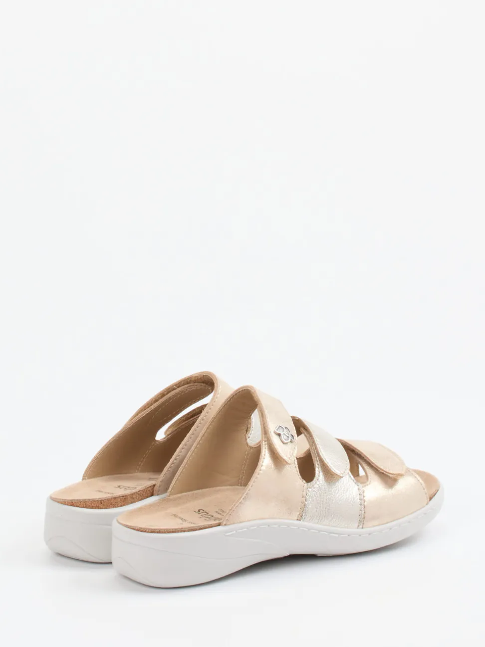 Solidus – Komfort-Pantolette aus Metallicleder beige