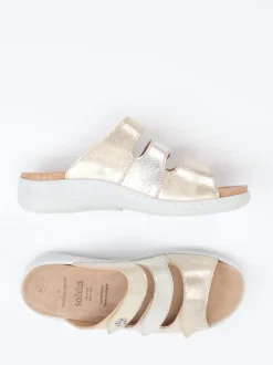 Solidus – Komfort-Pantolette aus Metallicleder beige