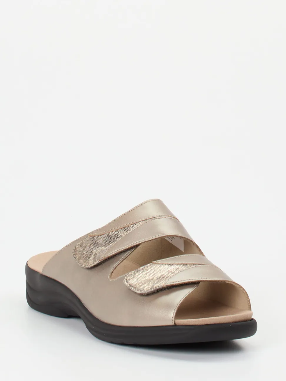 Solidus – Komfort-Pantoletten aus Metallicleder champagner