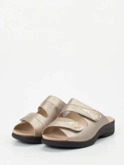 Solidus – Komfort-Pantoletten aus Metallicleder champagner