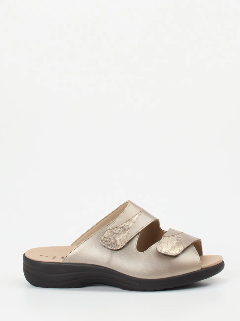 Solidus – Komfort-Pantoletten aus Metallicleder champagner