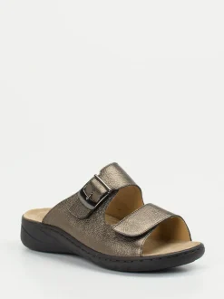 Solidus – Komfort-Pantolette aus Metallicleder bronzebraun