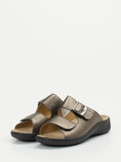 Solidus – Komfort-Pantolette aus Metallicleder bronzebraun