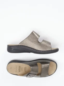 Solidus – Komfort-Pantolette aus Metallicleder bronzebraun