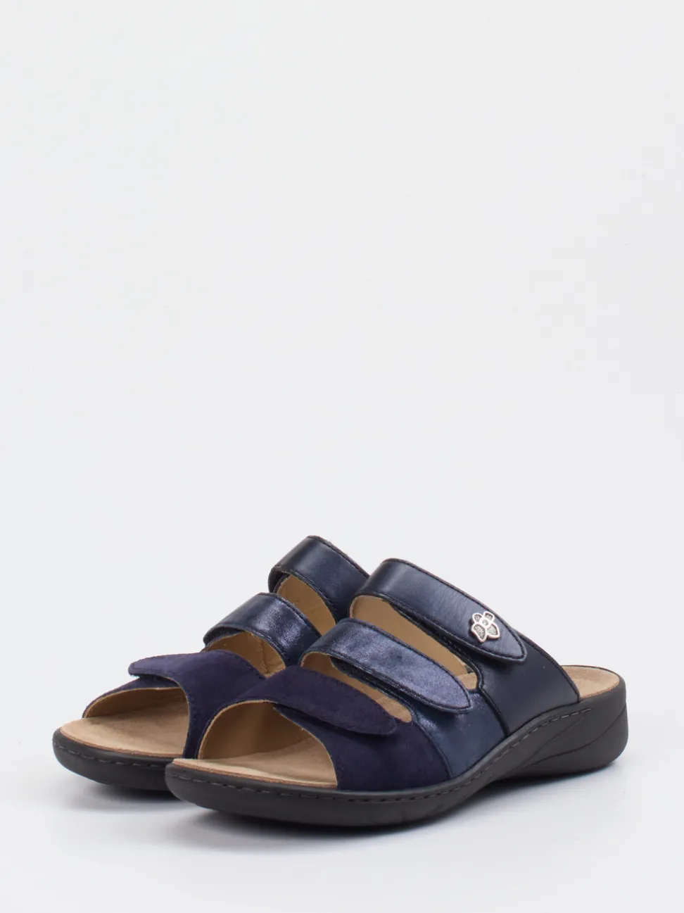 Solidus – Komfort-Pantolette aus Metallicleder blau