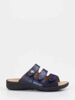 Solidus – Komfort-Pantolette aus Metallicleder blau