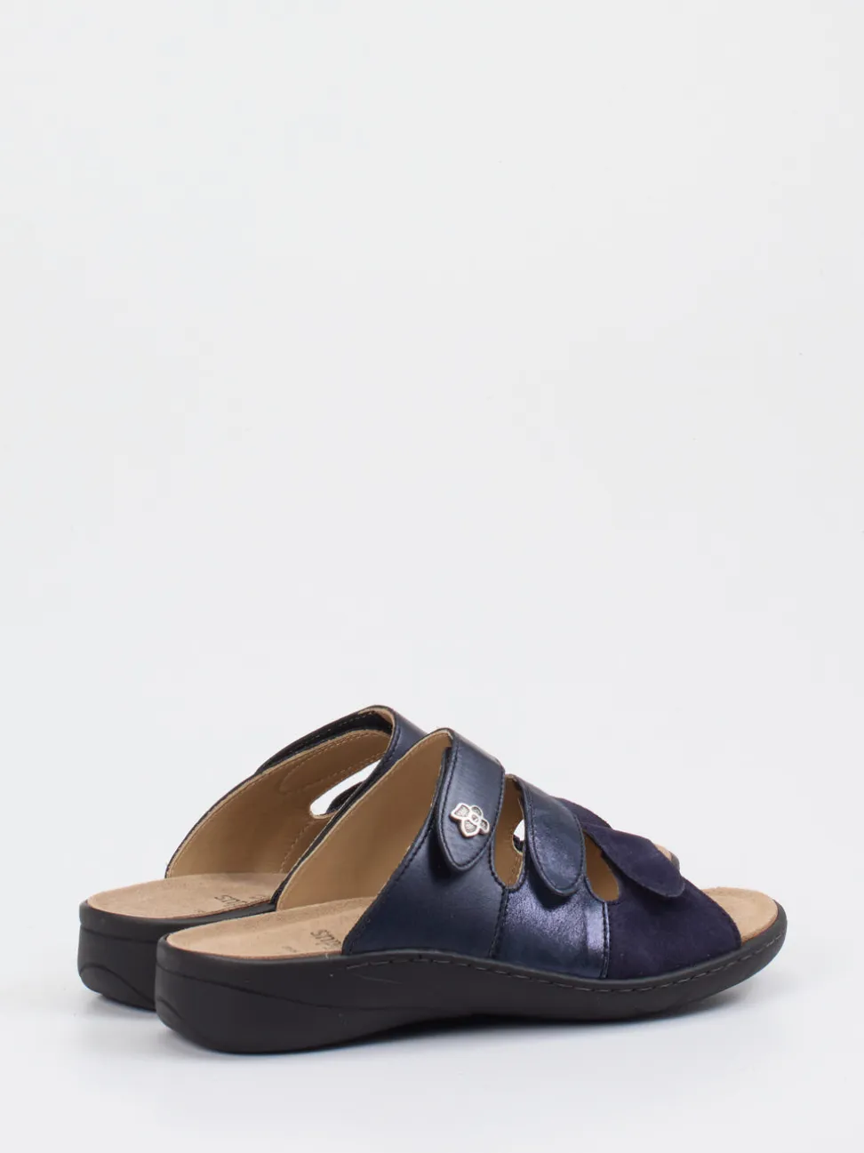 Solidus – Komfort-Pantolette aus Metallicleder blau