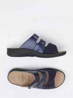 Solidus – Komfort-Pantolette aus Metallicleder blau