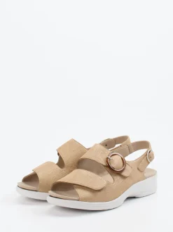 Solidus – Komfortsandale aus geprägtem Leder Beige