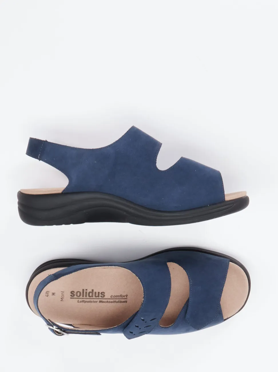 Solidus – Komfortsandale aus Nubukleder blau