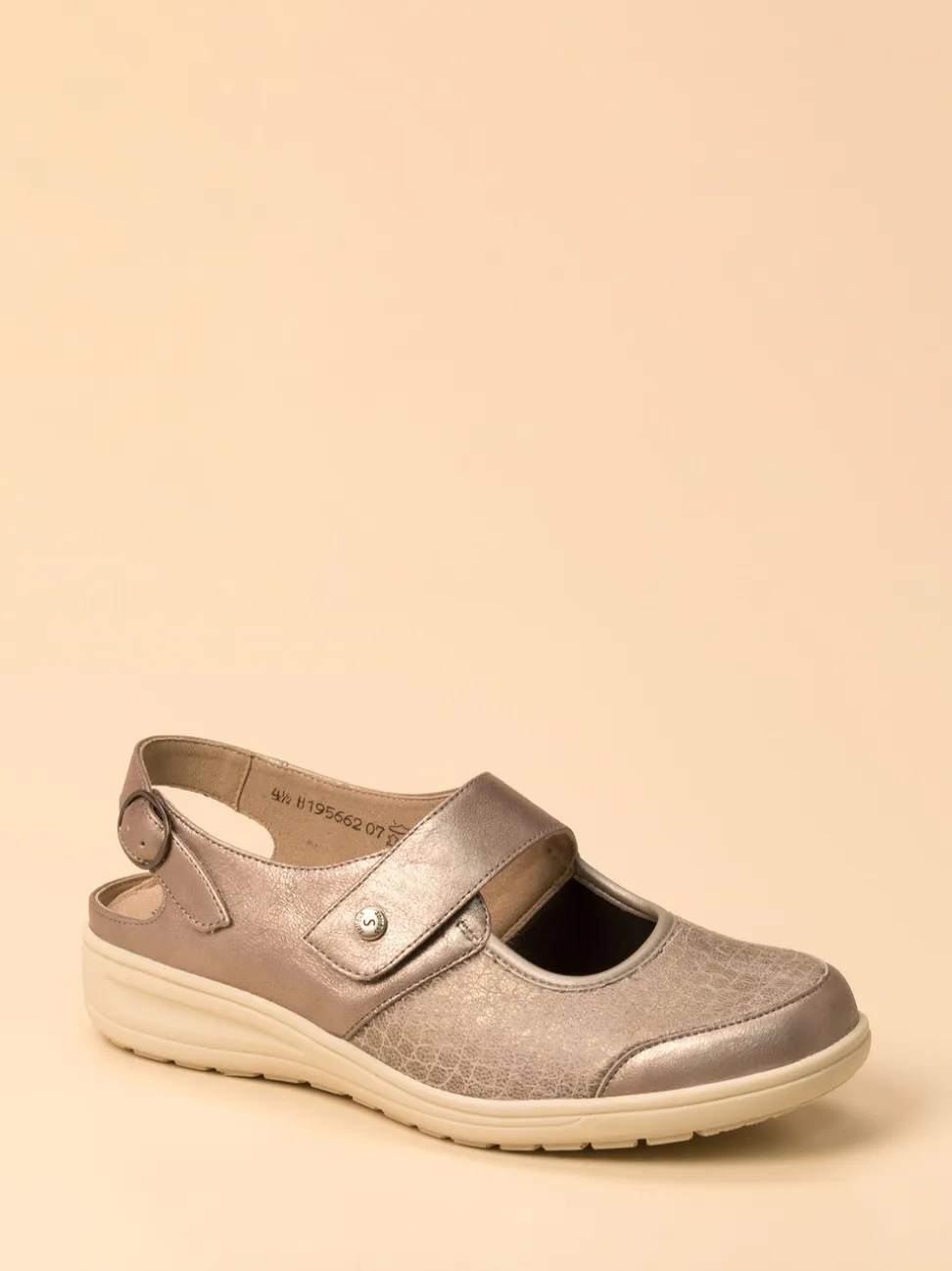 Solidus – Komfort-Slingback aus Stretchleder silber