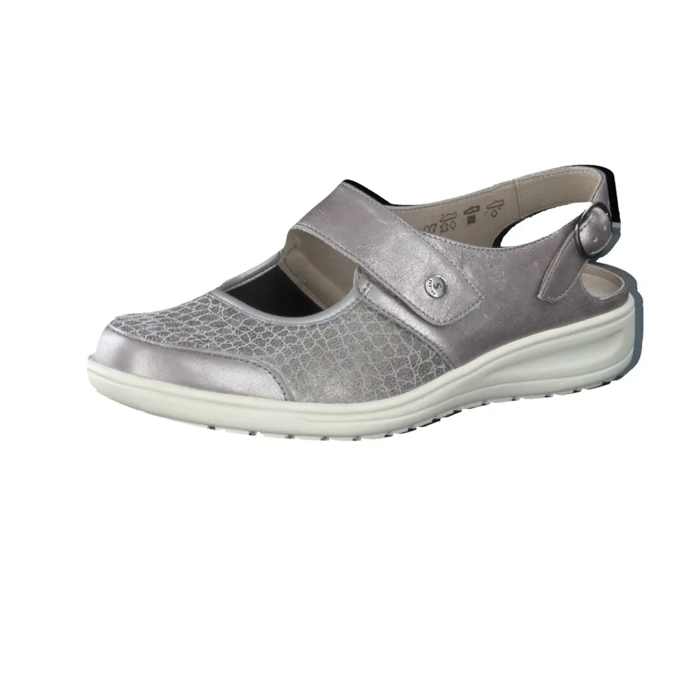 Solidus – Komfort-Slingback aus Stretchleder silber