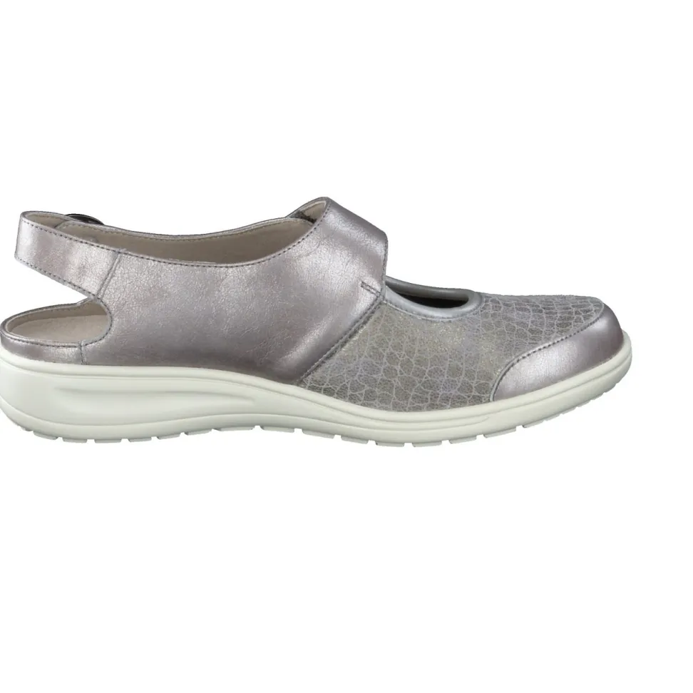Solidus – Komfort-Slingback aus Stretchleder silber