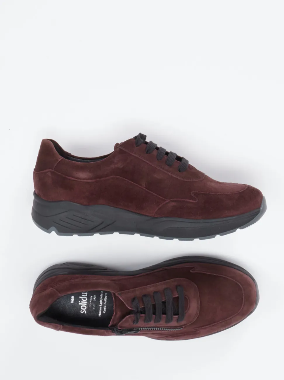 Solidus – Komfort-Sneaker aus Veloursleder bordeauxrot