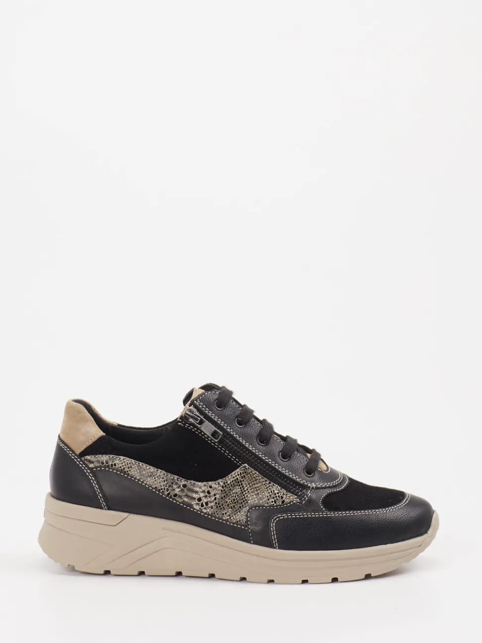 Solidus – Komfort-Sneaker aus Leder schwarz