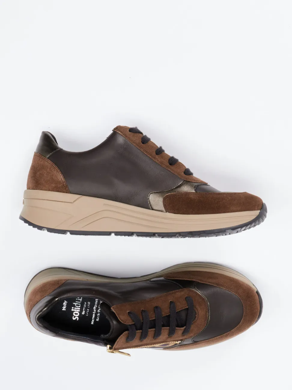 Solidus – Komfort-Sneaker aus Velours- und Glattleder braun