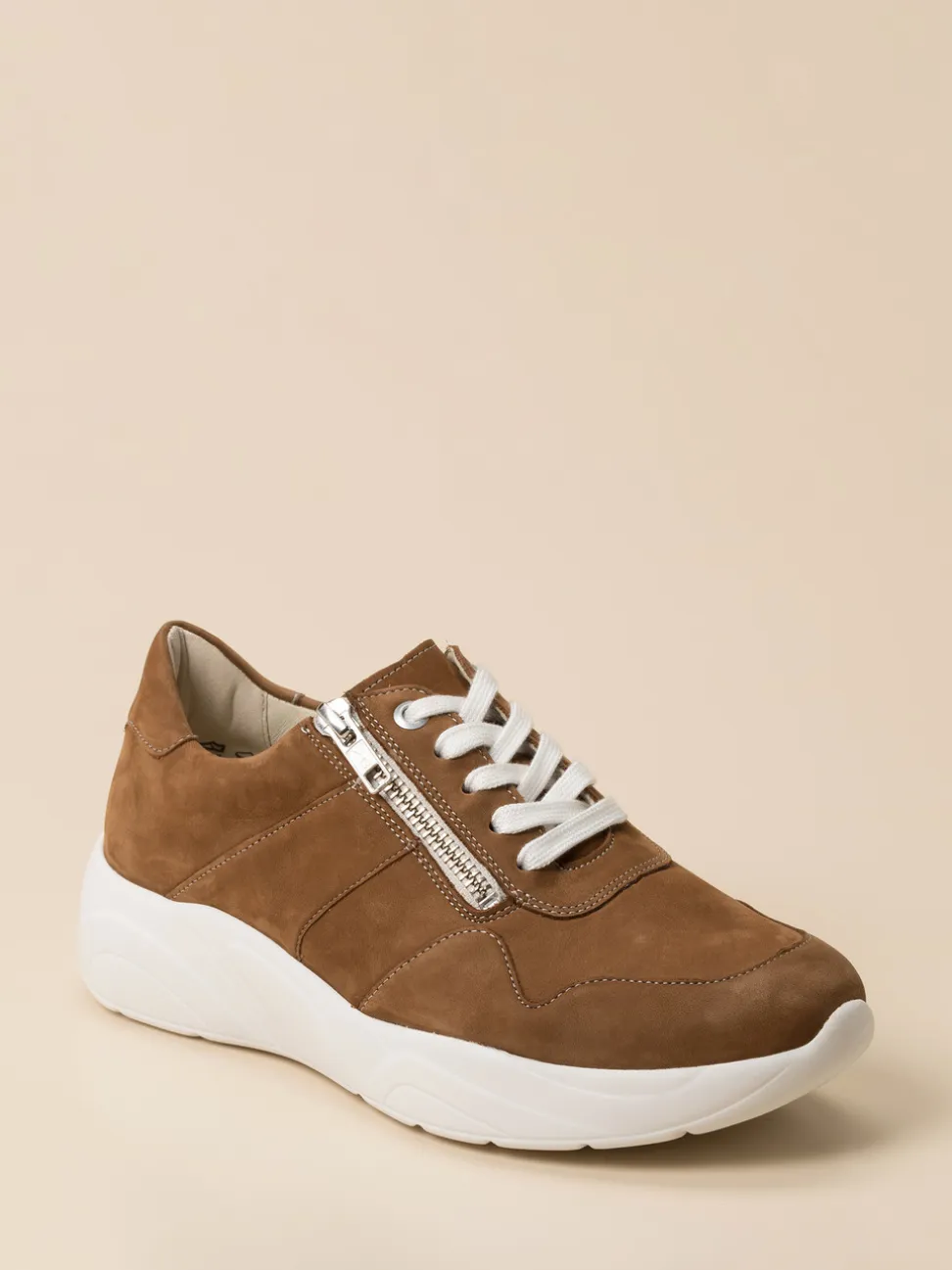 Solidus – Komfort-Sneaker aus Nubukleder cognacbraun