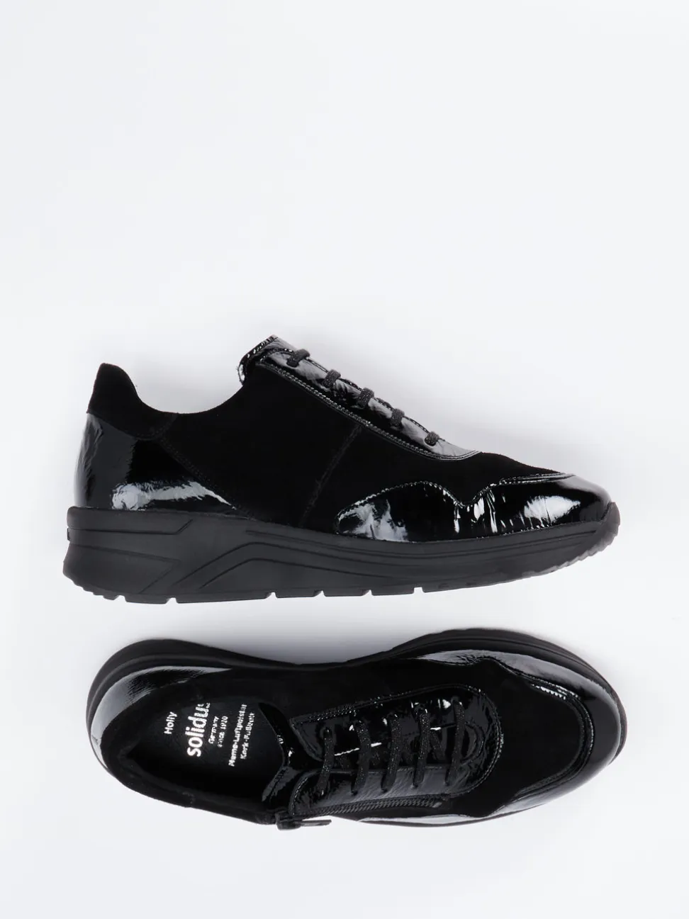 Solidus – Komfort-Sneaker aus Velours- und Lackleder