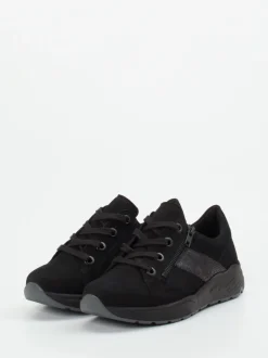 Solidus – Komfort-Sneaker aus Veloursleder schwarz