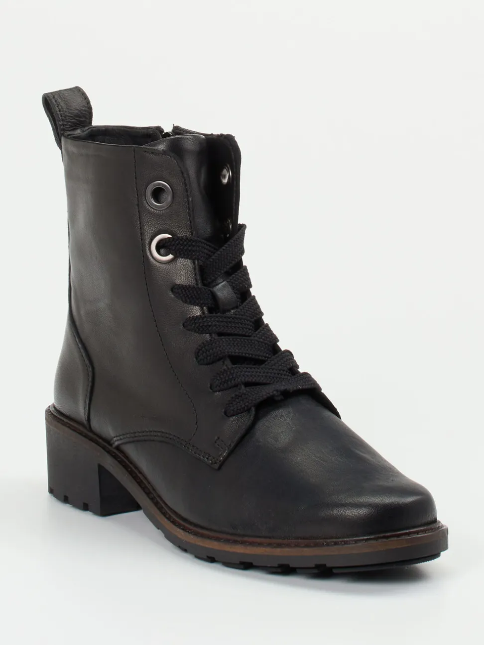 Solidus – Schnürboots aus Stretchleder in Schwarz