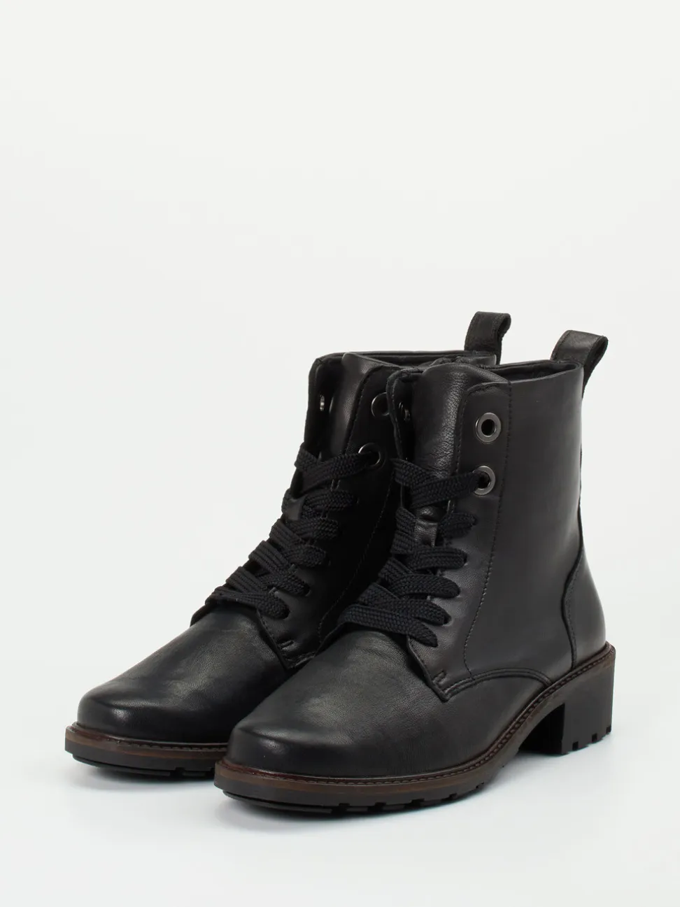 Solidus – Schnürboots aus Stretchleder in Schwarz