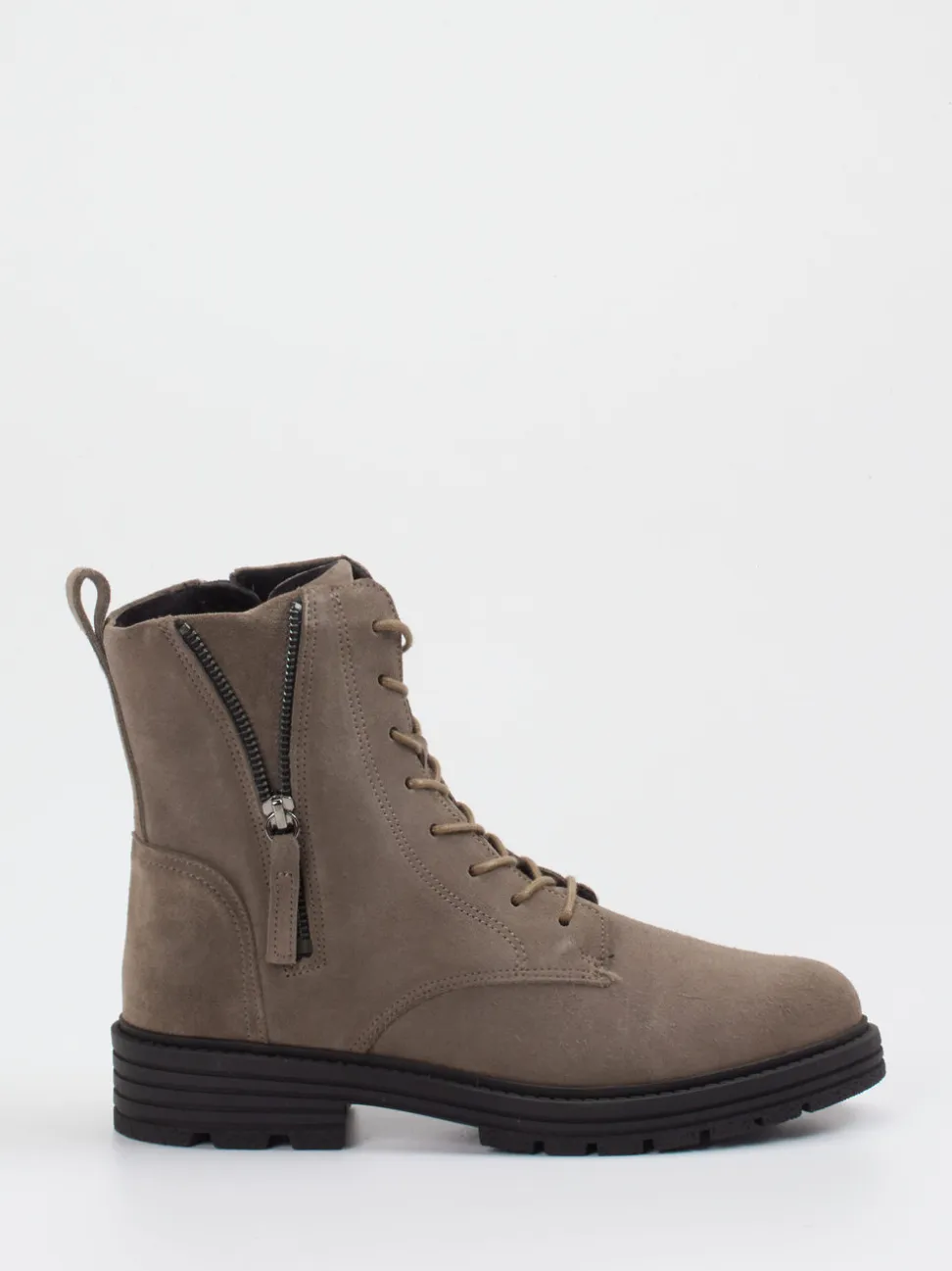 Solidus – Schnürstiefelette aus Veloursleder steingrau
