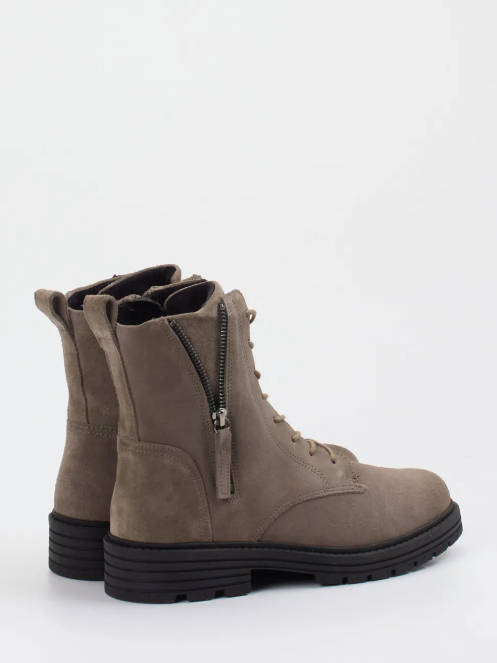 Solidus – Schnürstiefelette aus Veloursleder steingrau