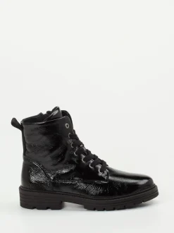 Solidus – Schnürstiefelette aus Lackleder Schwarz