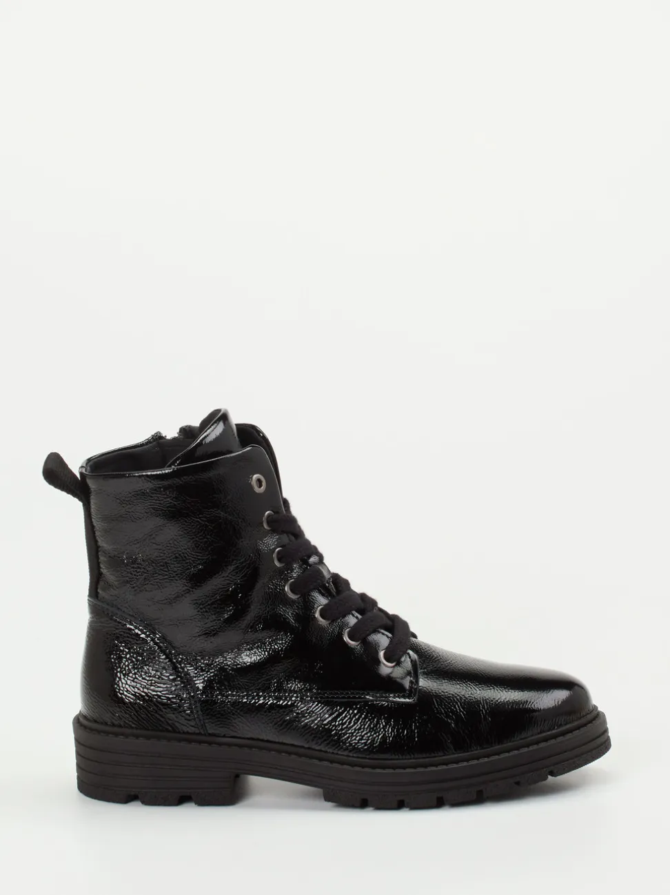 Solidus – Schnürstiefelette aus Lackleder Schwarz