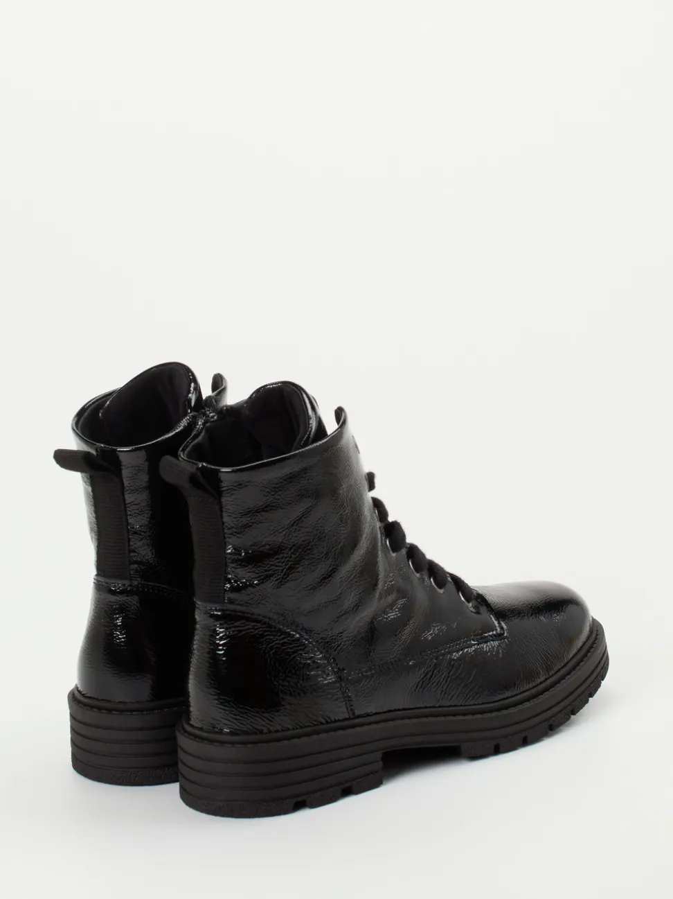 Solidus – Schnürstiefelette aus Lackleder Schwarz