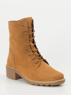 Solidus – Schnürstiefeletten aus Veloursleder cognac
