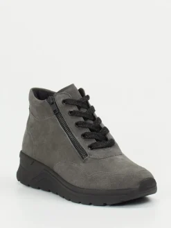 Solidus – Schnürstiefelette aus Veloursleder grau