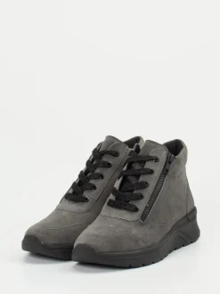 Solidus – Schnürstiefelette aus Veloursleder grau