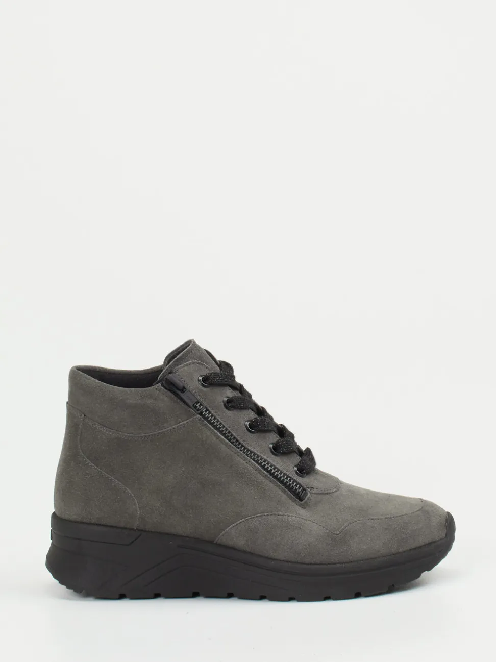 Solidus – Schnürstiefelette aus Veloursleder grau