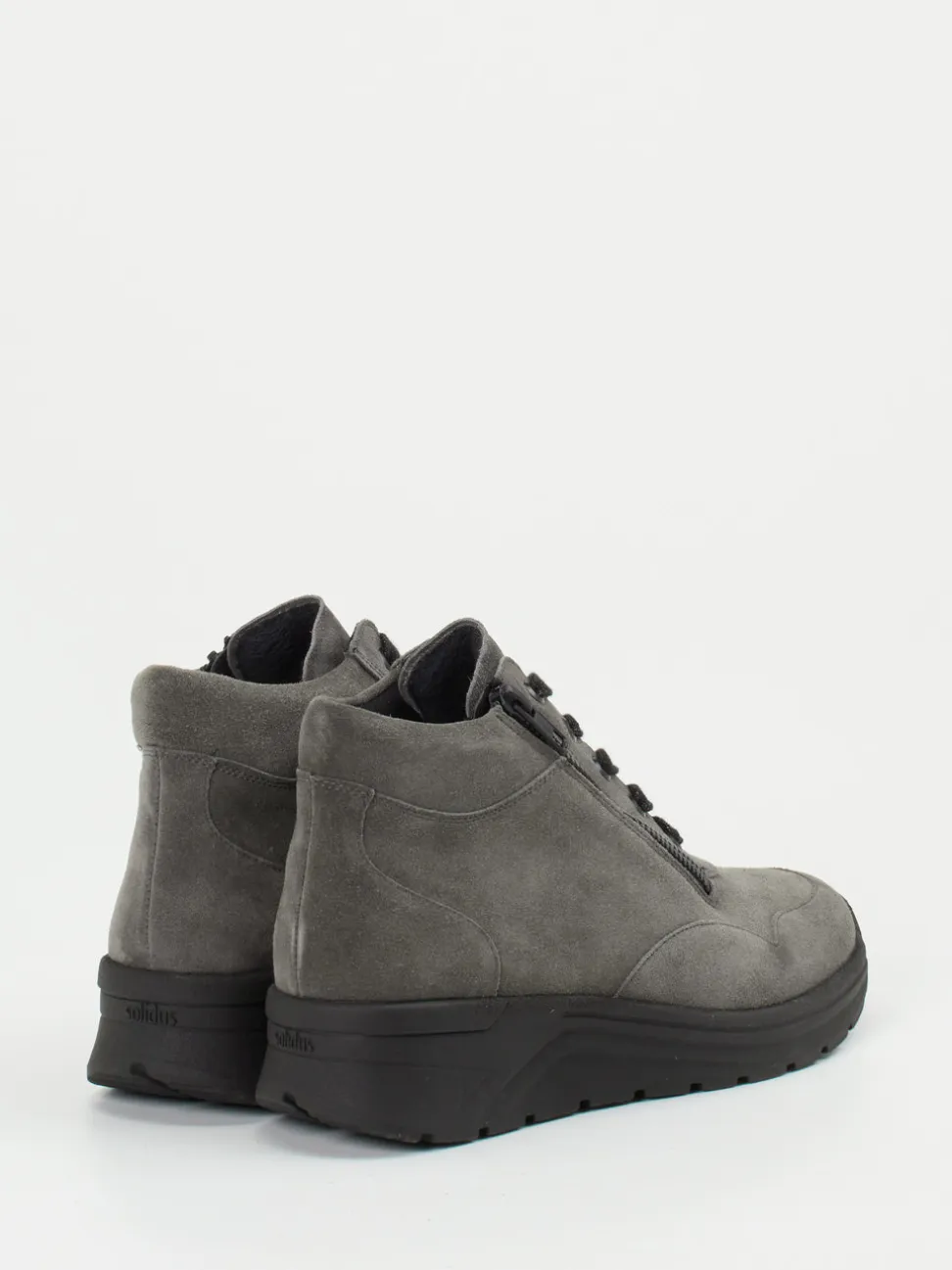 Solidus – Schnürstiefelette aus Veloursleder grau