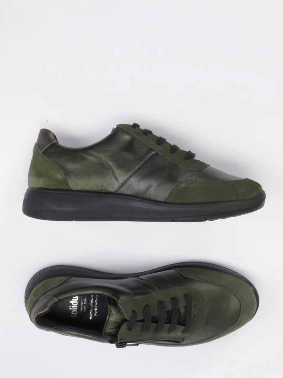 Solidus – Sneaker aus Leder in Olivgrün