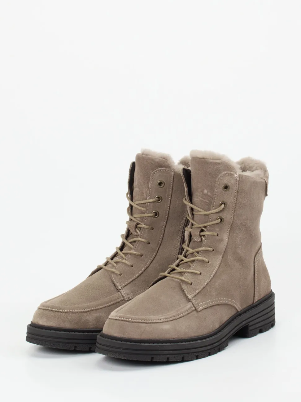 Solidus – Stiefelette aus Veloursleder taupe