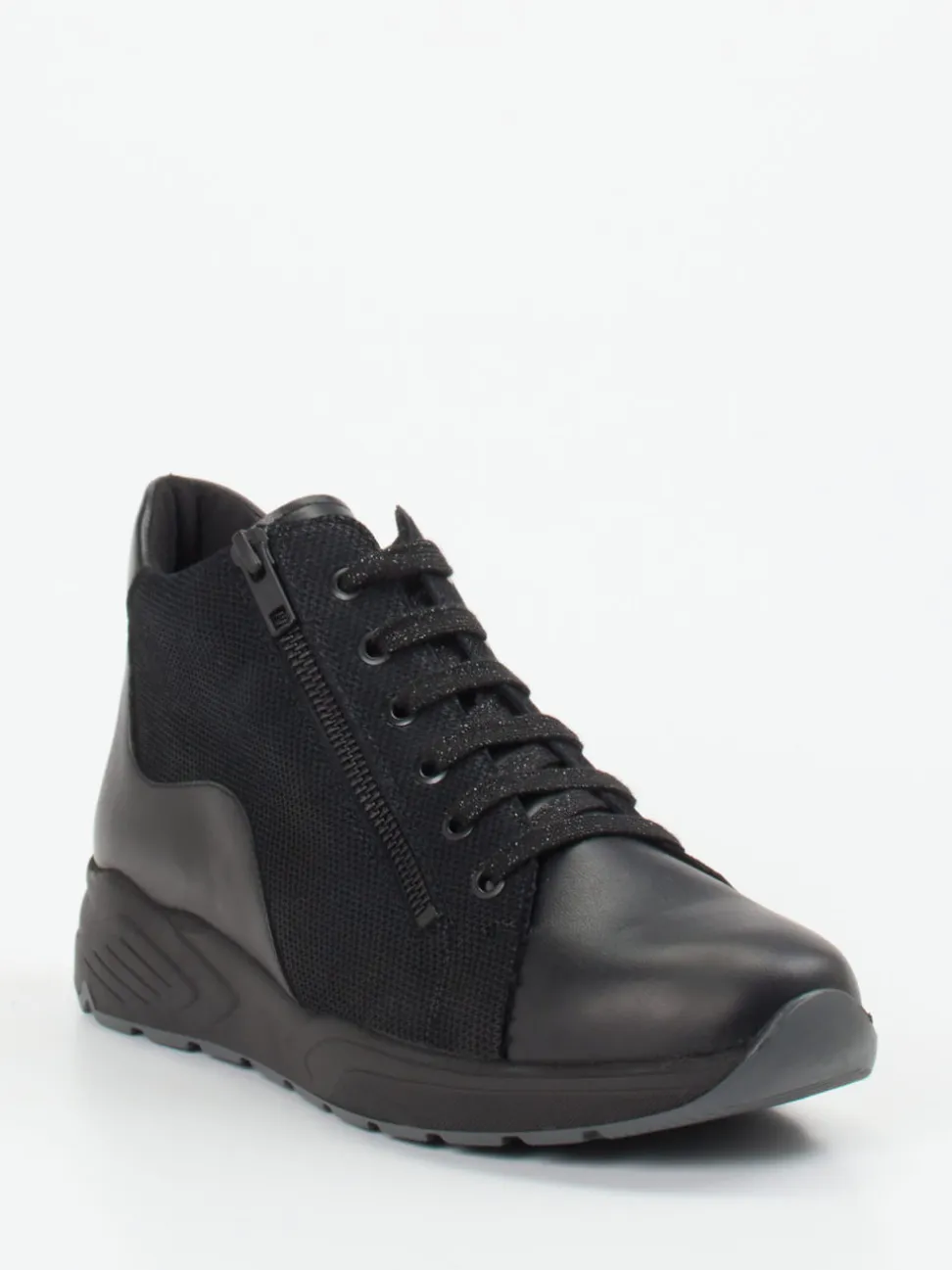 Solidus – Stiefelette aus geprägtem Leder schwarz